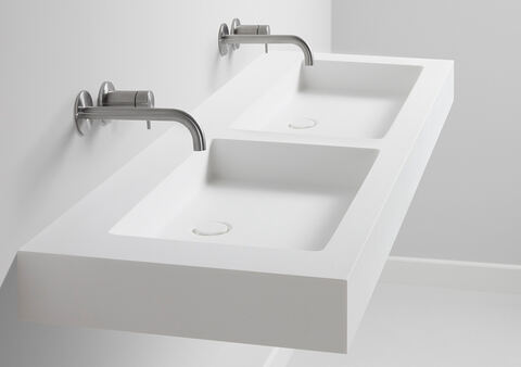 De Koog: wastafel in HI-MACS Alpine White, met XS-uitvoering
